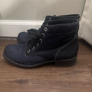 Sam Edelman Blue Calfskin Lace-Up Boots